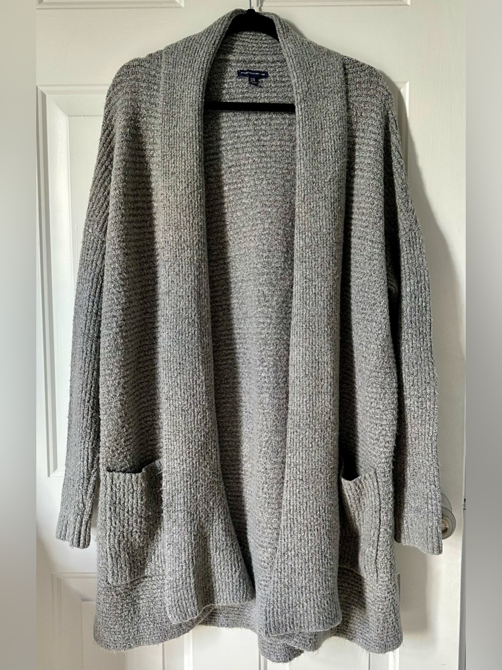 American Eagle Outfitters Light Gray Open-Front Shawl Collar Cardigan